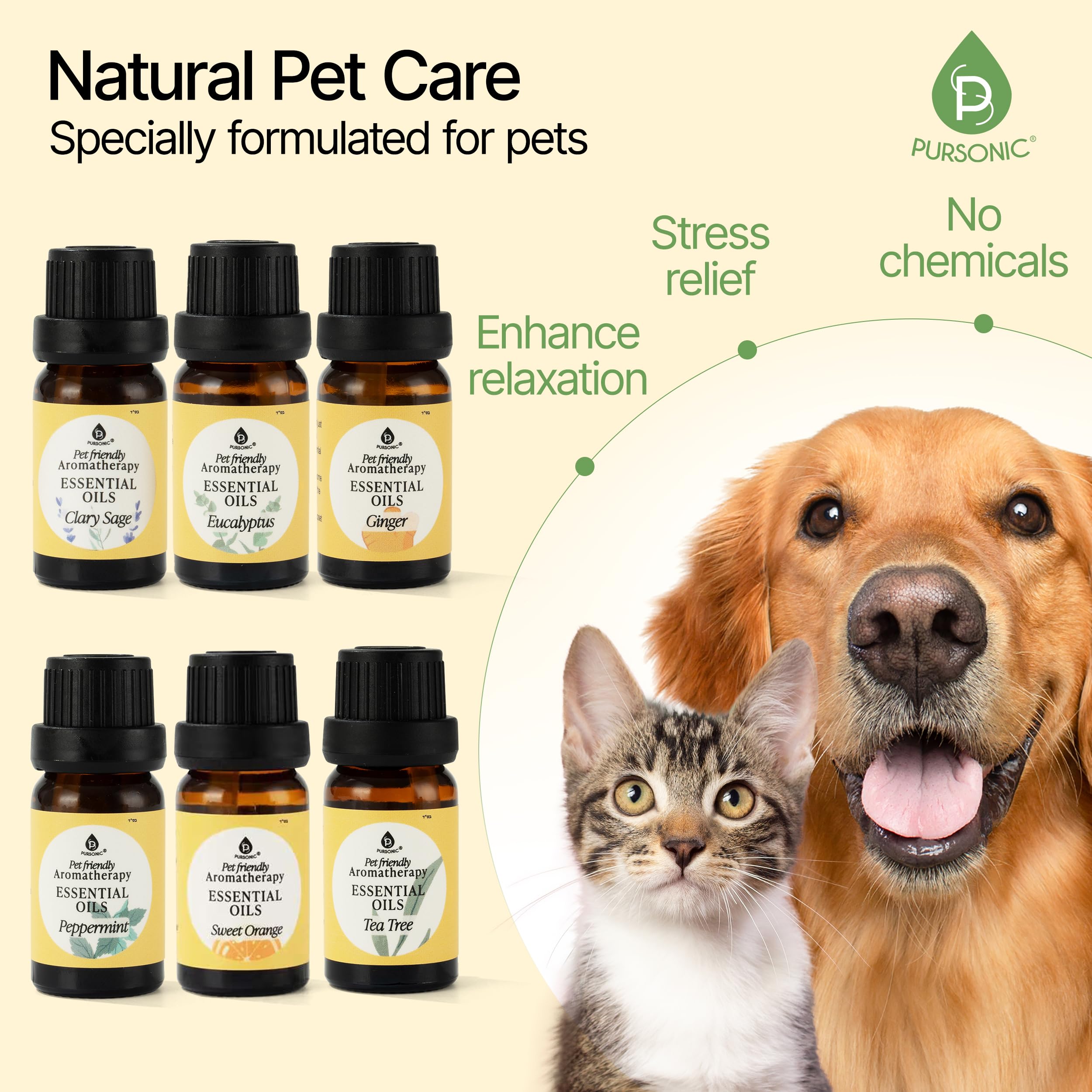 Pursonic Pet-Friendly Aromatherapy Sweet Orange bottle adds uplifting citrus.