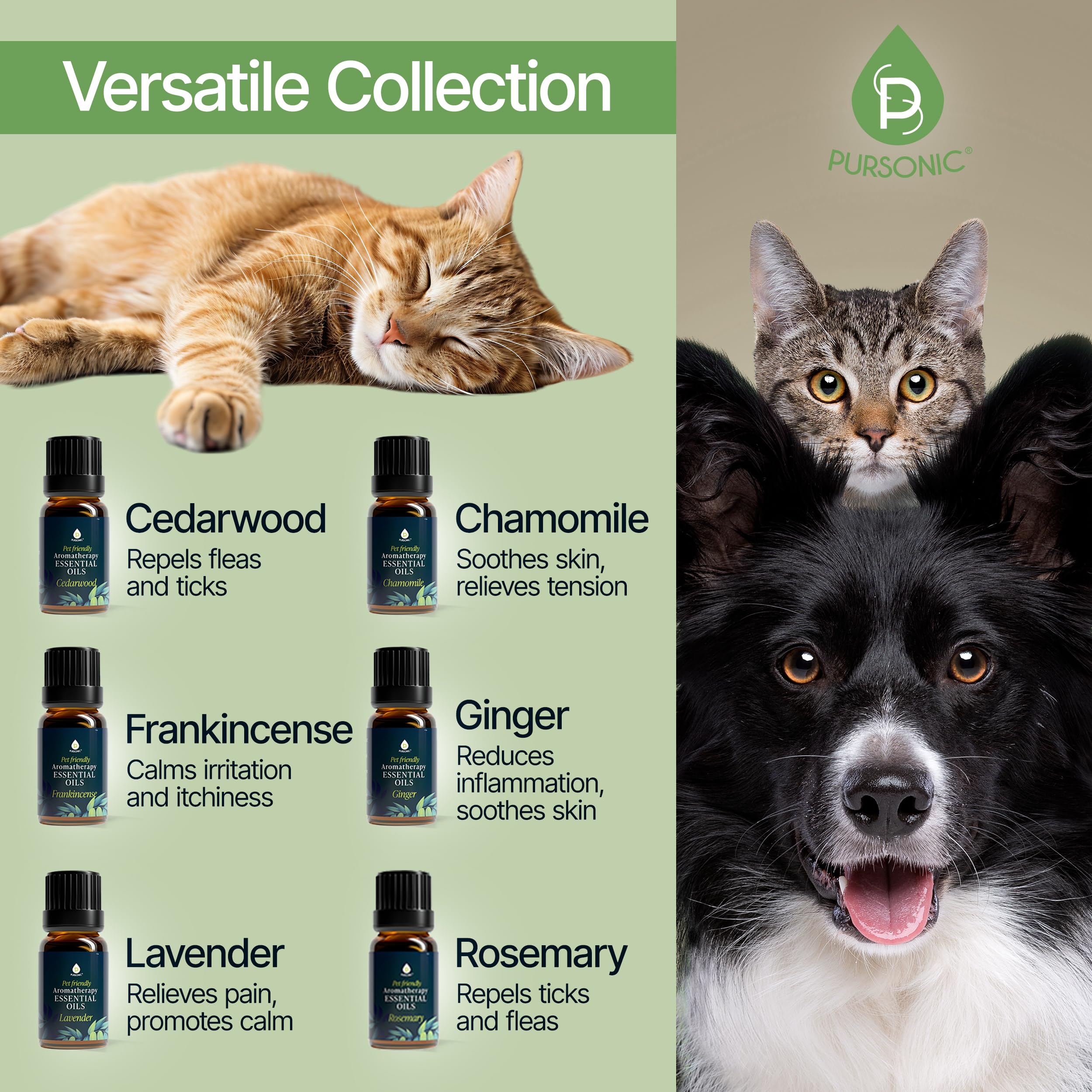 Pursonic lavender bottle provides gentle soothing aromas for dogs and cats.