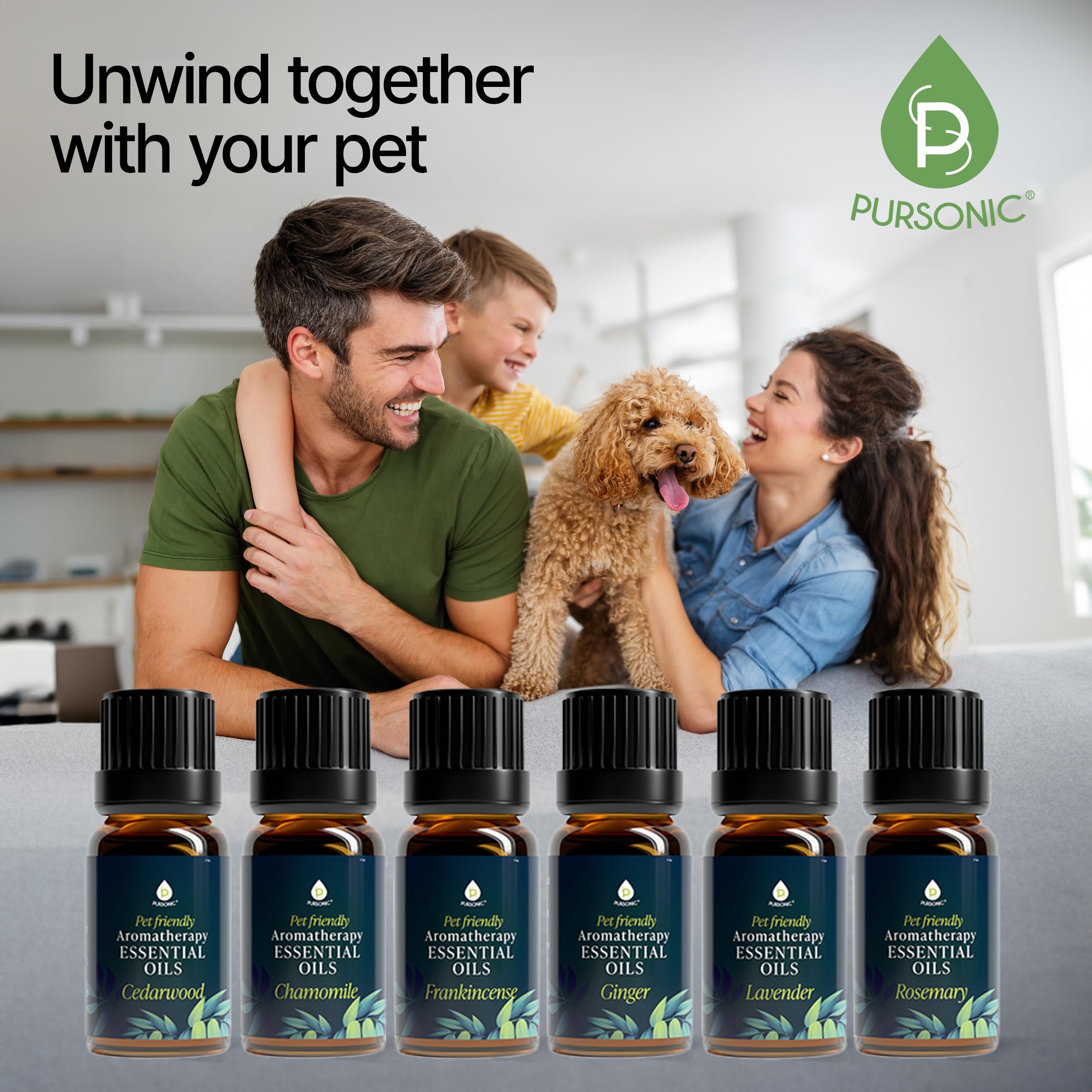 Pursonic rosemary bottle pairs with diffusers for fresh, invigorating spaces.