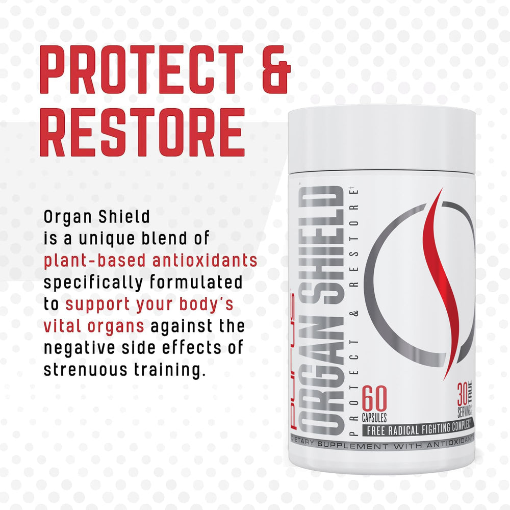 Purus Labs Organ Shield packaging box indicating 30 servings, 60 capsules.