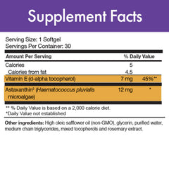 PurZanthin Ultra Natural Astaxanthin 12mg label close-up for transparency