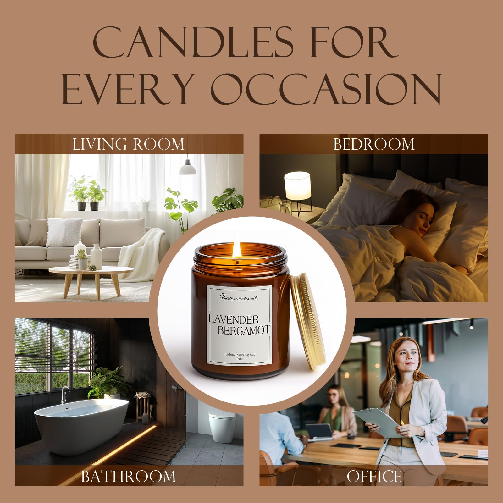 Close-up of premium Putart label detail on the candle.