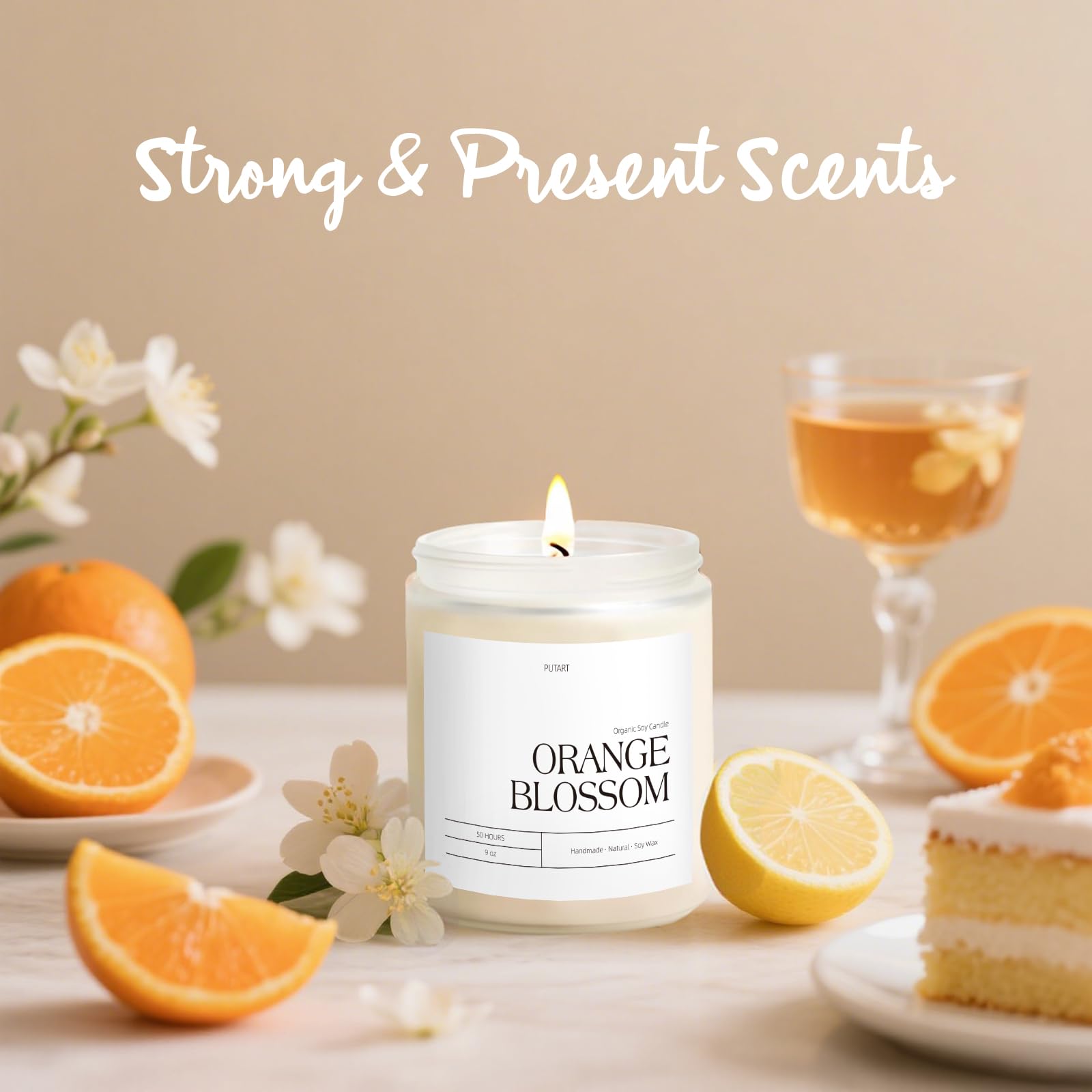 Putart Orange Blossom Candle wick close-up shows a clean burn
