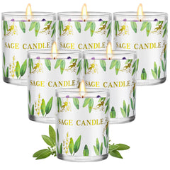 PVUELE sage candle 6-pack for energy cleansing and calm ambience.