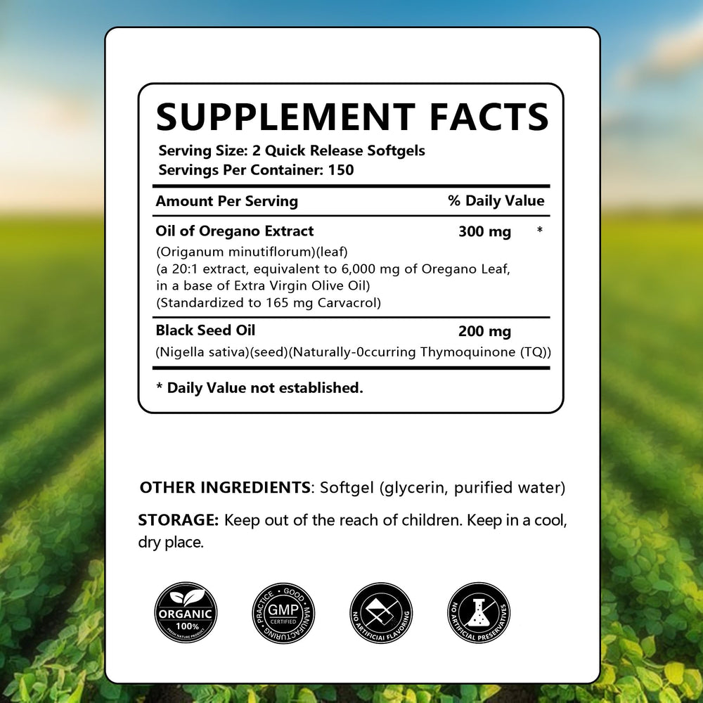 PWERD black seed oil blend softgels image emphasizing 2-in-1 formula benefits.