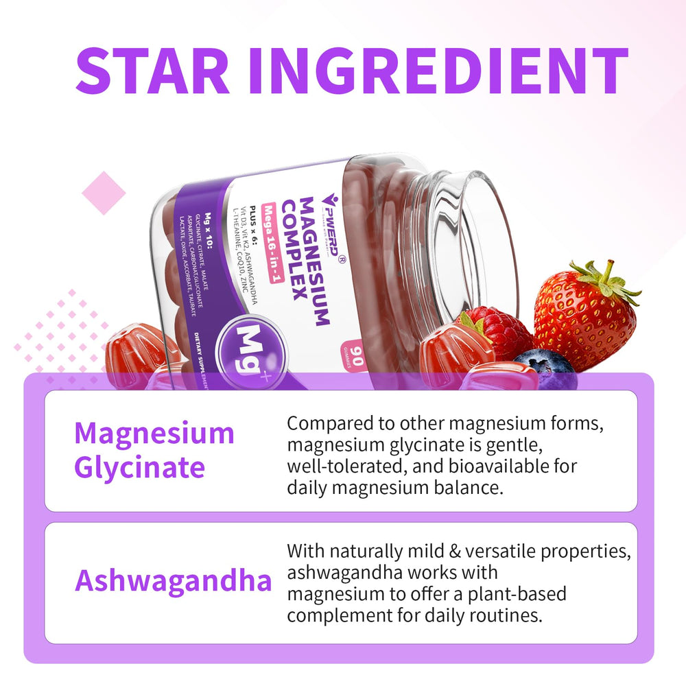 PWERD Mega16-in-1 label-detail emphasizes key nutrients like magnesium and vitamins.