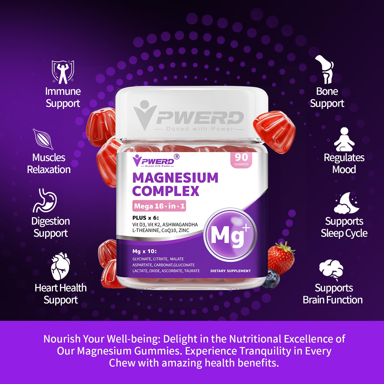 PWERD Mega16-in-1 serving-concept conveys easy nightly dosing before bed.