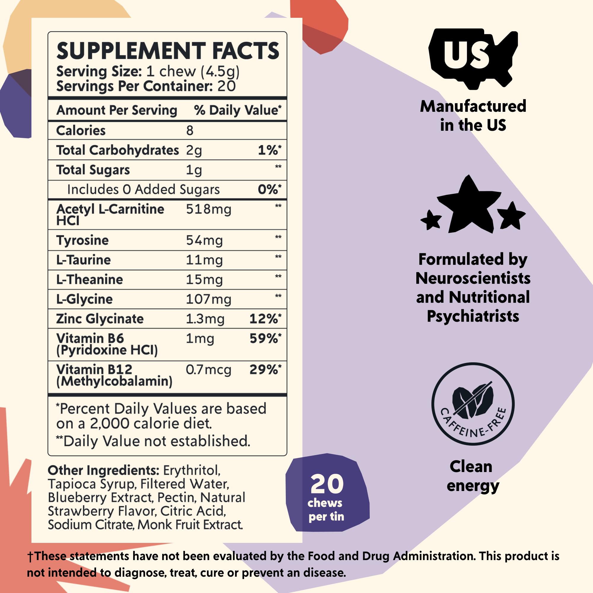 PYM Attention Chews berry flavored chews for natural mood and focus on the go