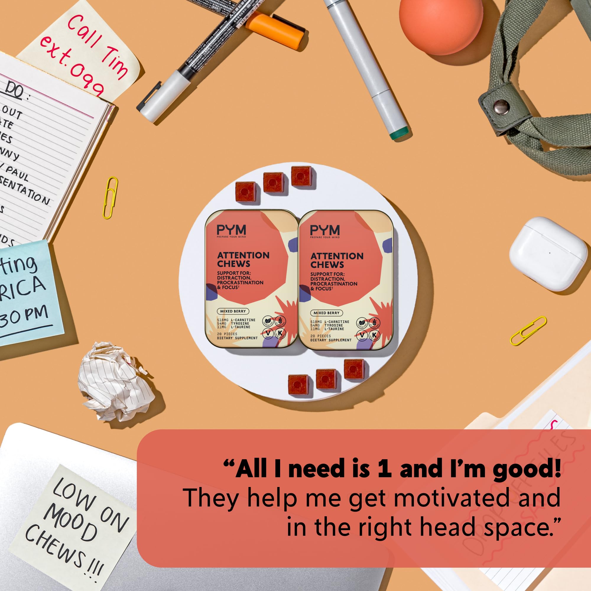 PYM Attention Chews vegan non-GMO keto-friendly ingredients for daily use