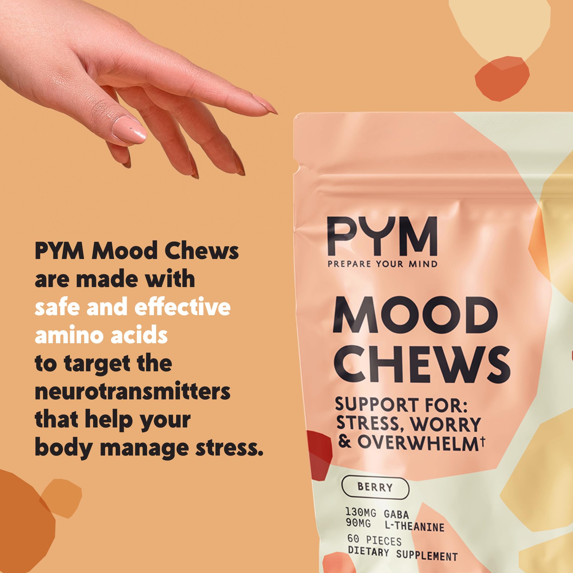 PYM Health Berry Mood Chews US-made badge signals quality.