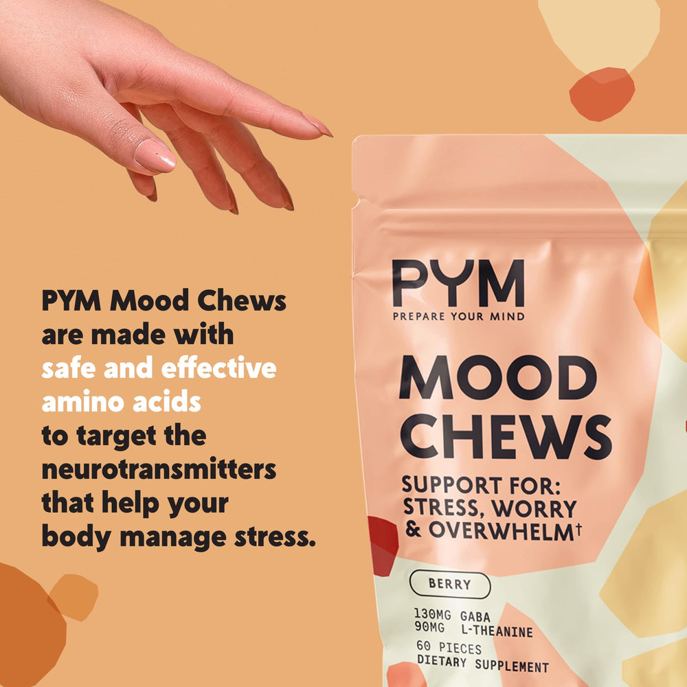 PYM Health Berry Mood Chews US-made badge signals quality.