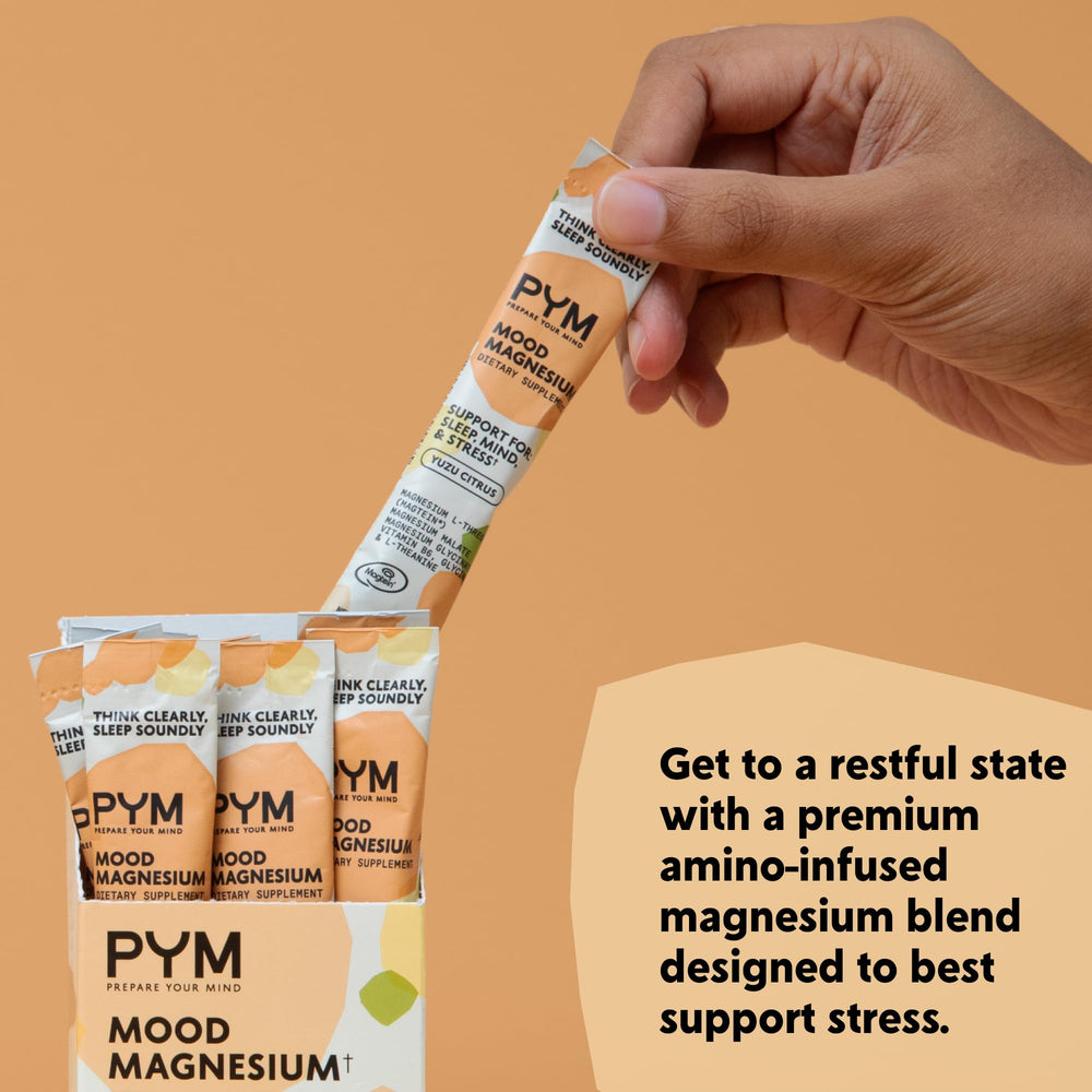 Travel-ready packets from PYM Mood Magnesium for busy days and travel.