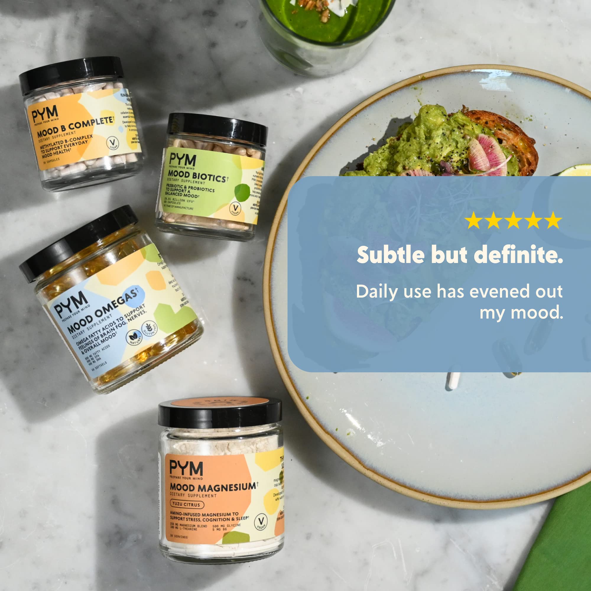 Gluten-free packaging for PYM Omega-3 Mood Omegas