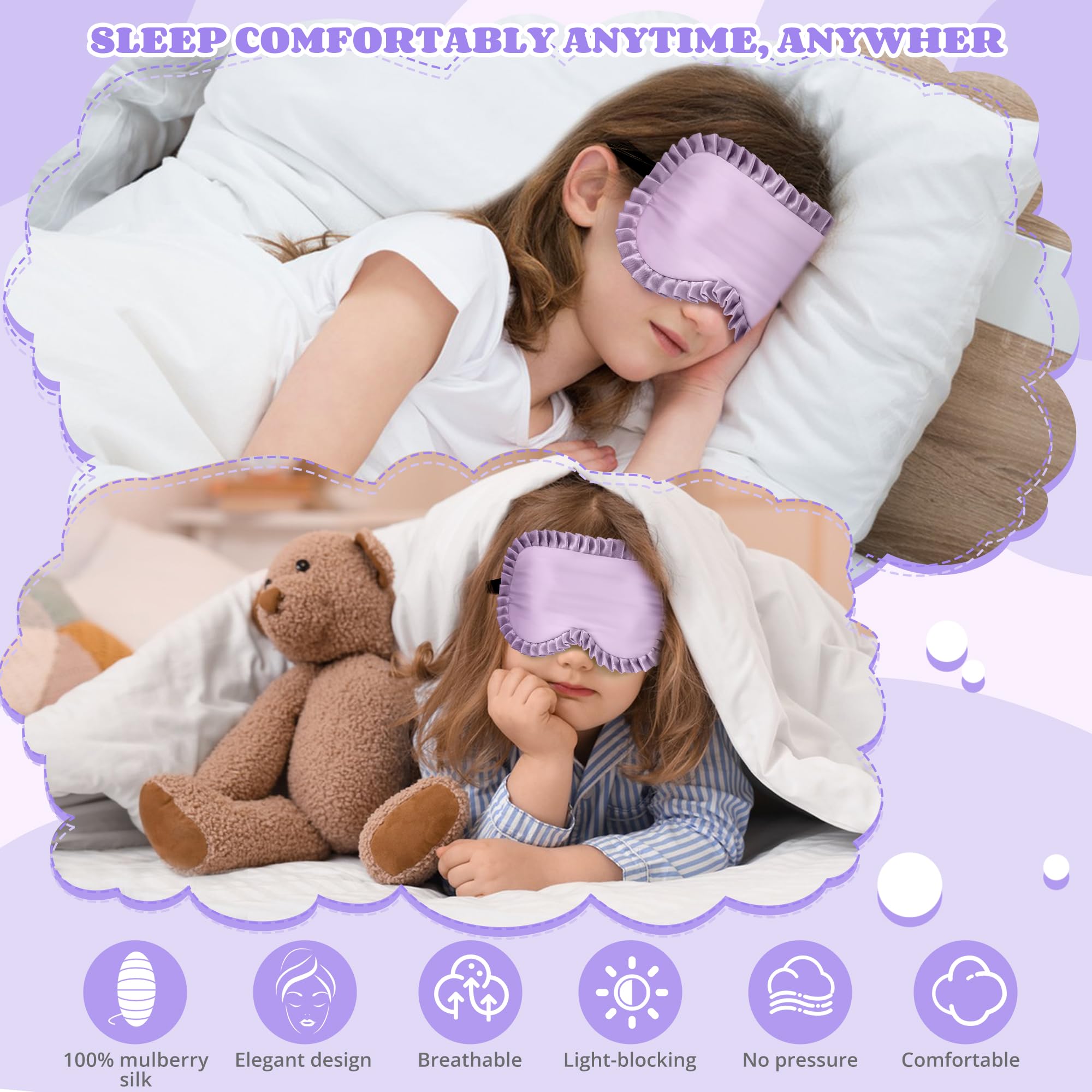 Silk on both sides provides smooth contact with delicate eye areas.
