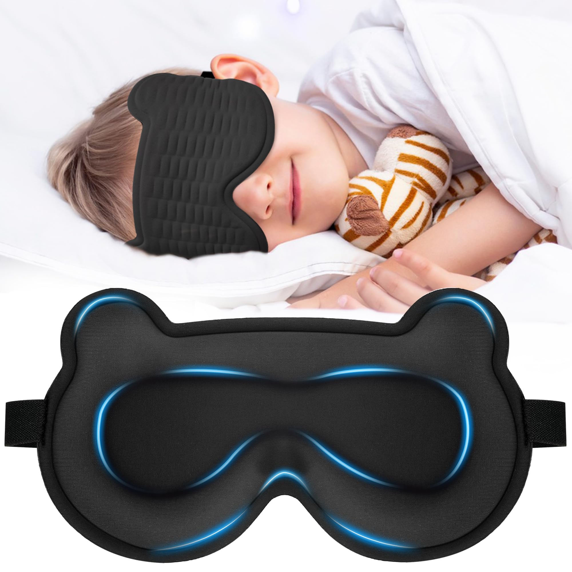 Pyopbow mascara oso 3D para dormir ofrece libertad ocular.