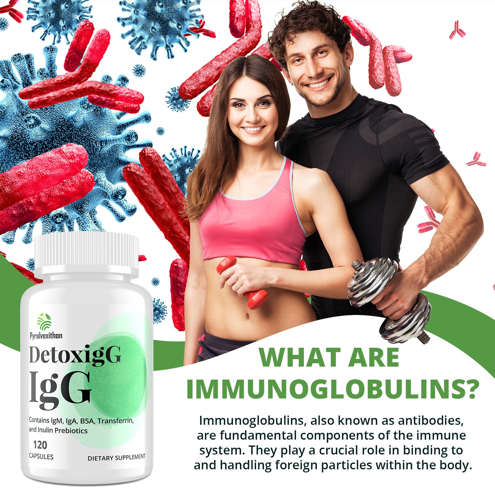 Pyralvexithon bovine-derived immunoglobulins, illustrating controlled ingredient origin.