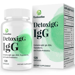 Pyralvexithon IgG immunoglobulin capsules on bottle, suggesting broad immune support potential.