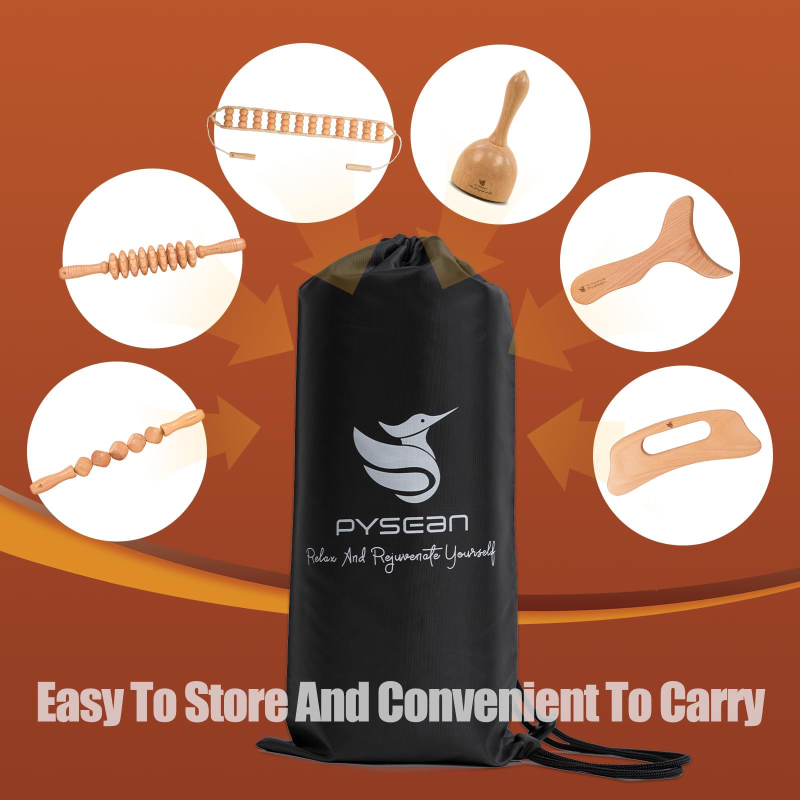 PYSEAN back massage roller rope reaching the back and shoulders.