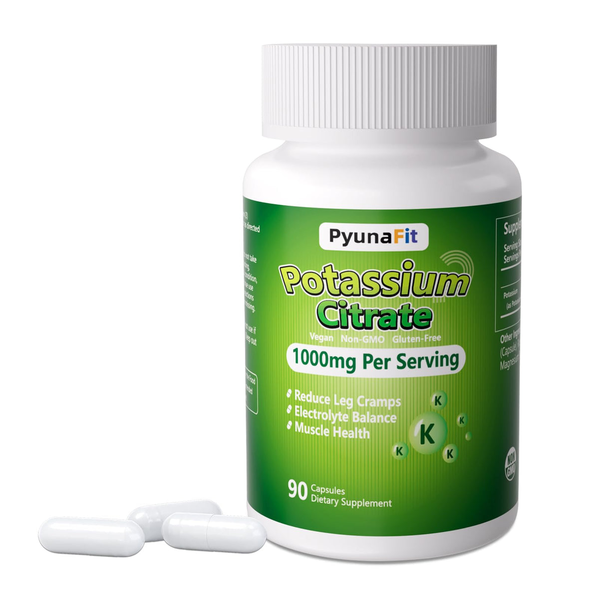 PYUNAFIT Potassium 1000mg bottle for daily electrolyte balance.