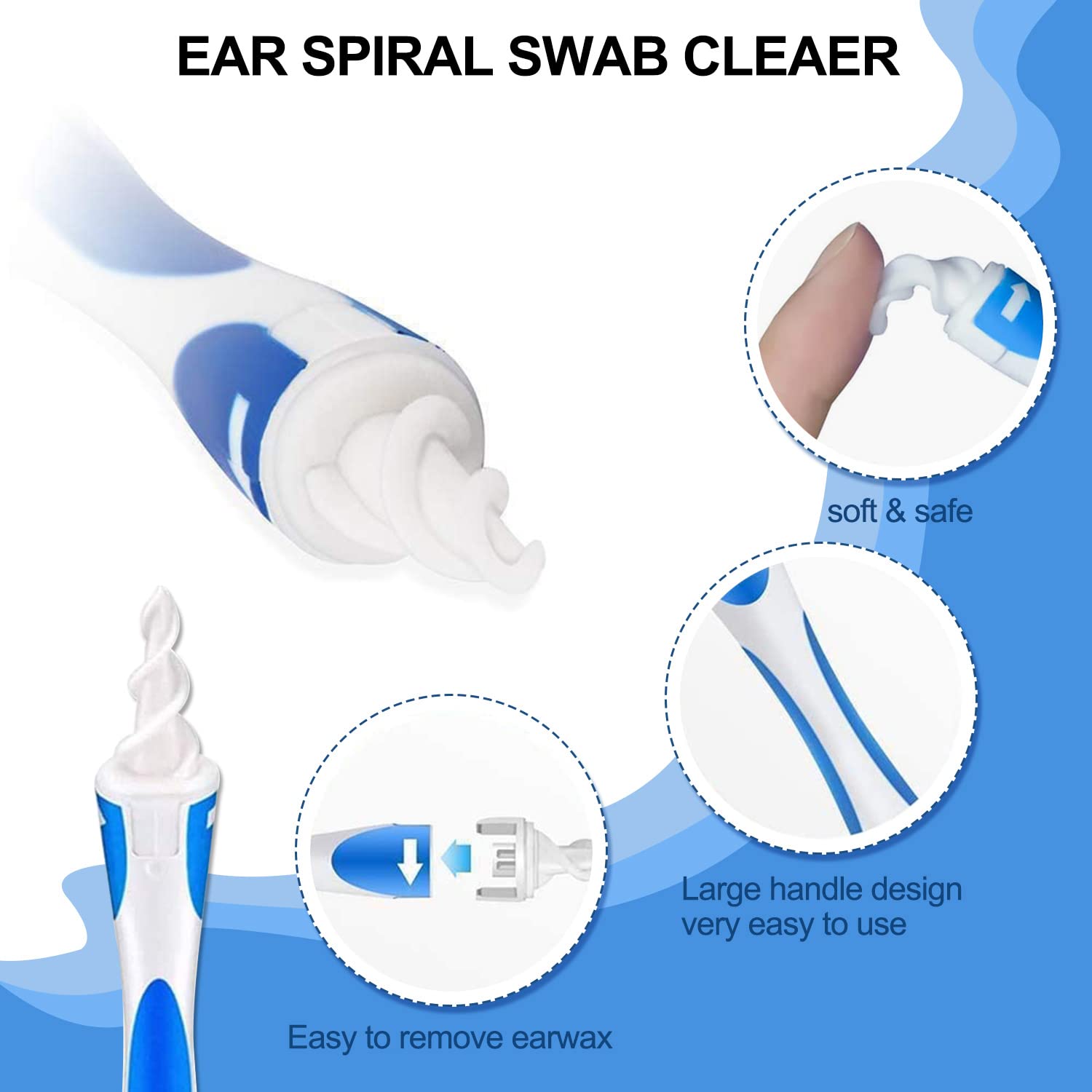 Q Grips spiral silicone ear cleaner close-up highlighting soft, comfortable use.