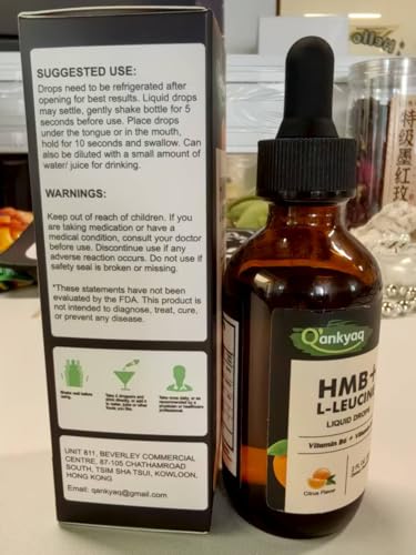 Q'ankyaq Leucine HMB liquid drops bottle with measured dose for precise use.
