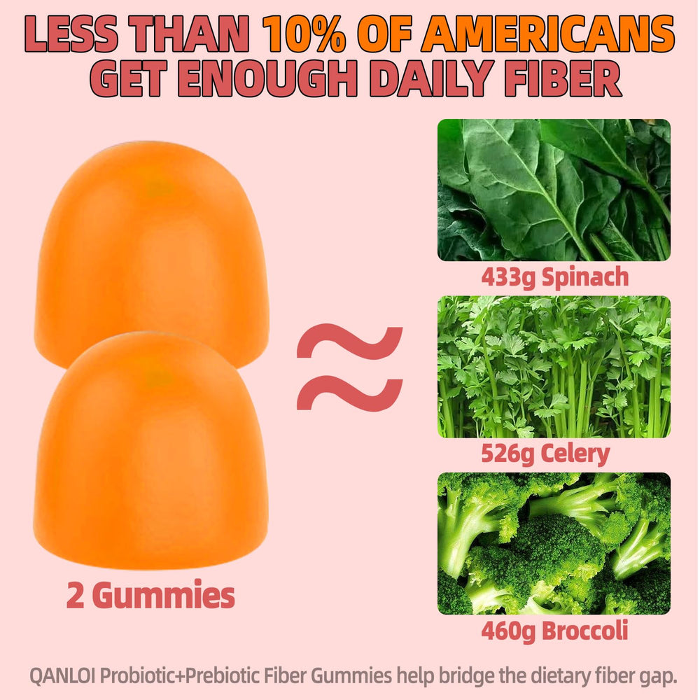 QANLOI Probiotics Fiber Gummies vegetarian friendly label.