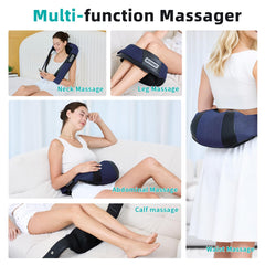 QEIFEII Neck Massager blue back view highlights ergonomic design for daily use.