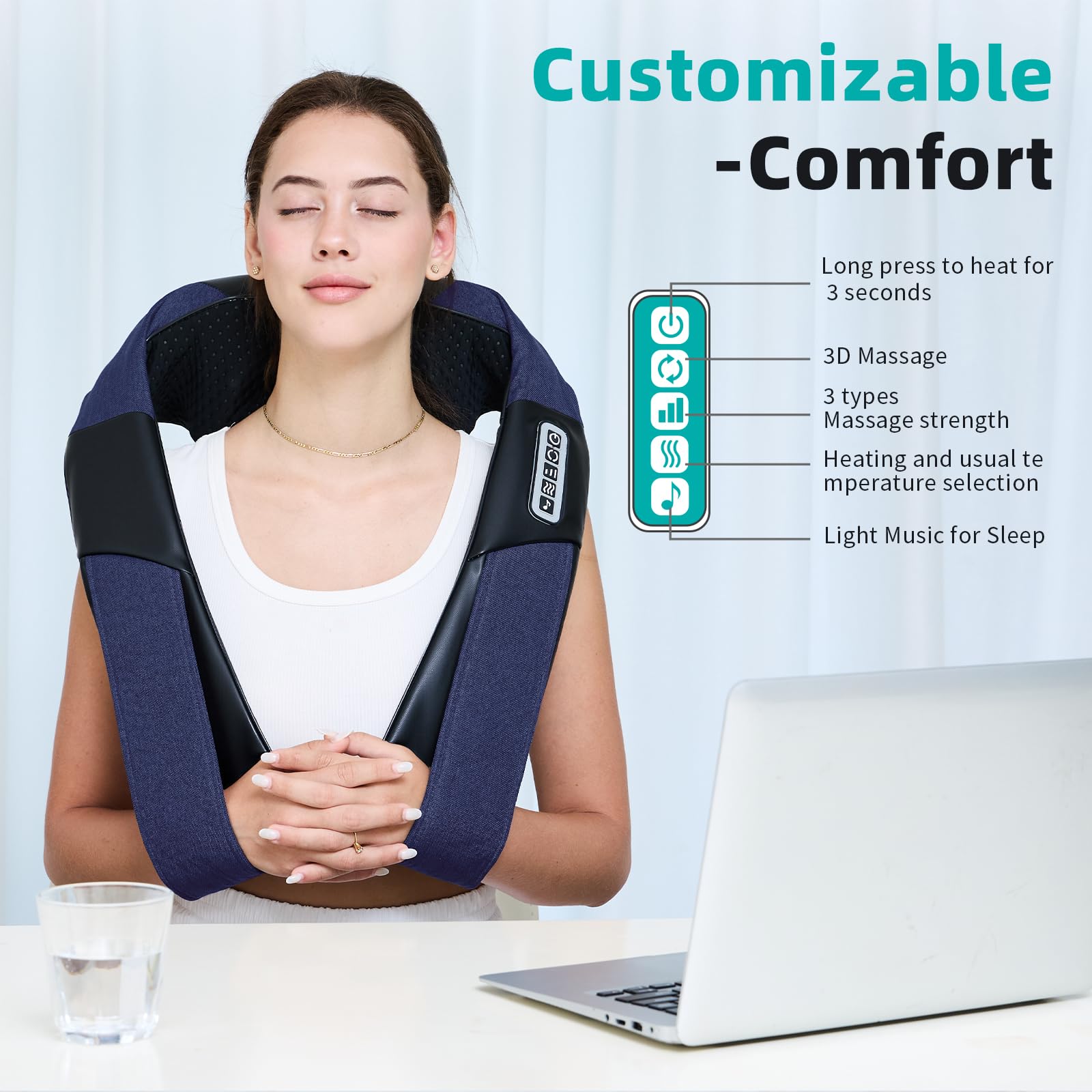 QEIFEII Neck Massager blue cordless-battery supports freedom from outlets.