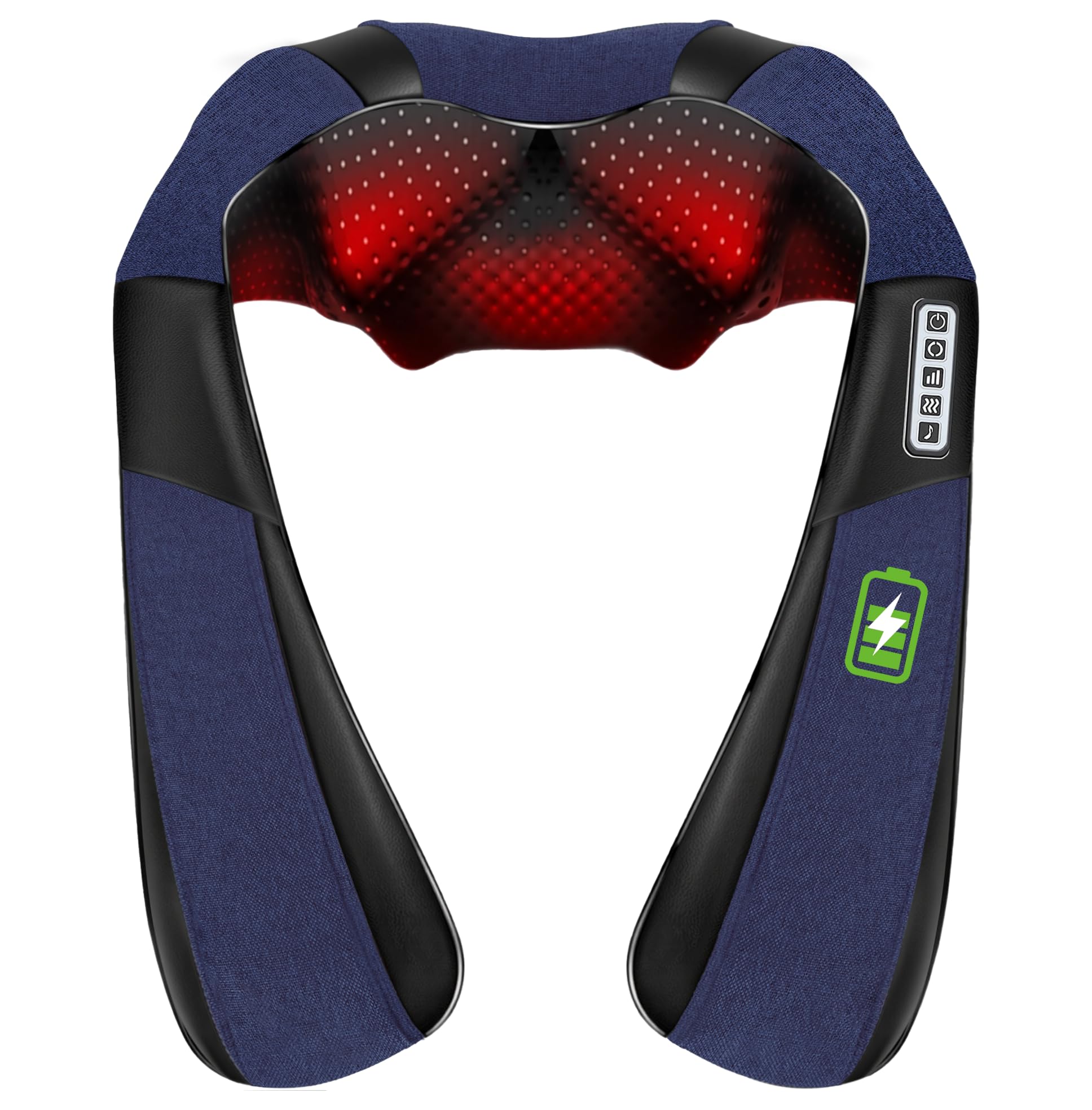 QEIFEII Neck Massager blue front view for cordless relief and convenience.