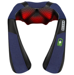 QEIFEII Neck Massager blue front view for cordless relief and convenience.