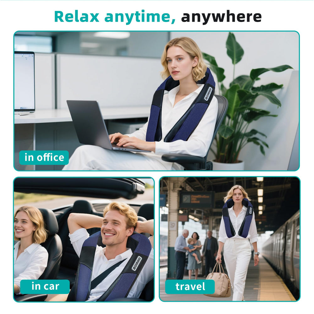 QEIFEII Neck Massager blue gift-ready pack ideal for gifting.