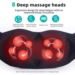 QEIFEII Neck Massager blue heat-function on to provide soothing warmth.