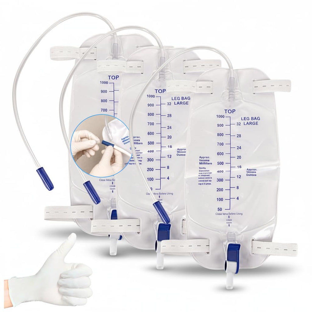 QFLQFL leg bag 1000mL capacity for extended wear and fewer changes.