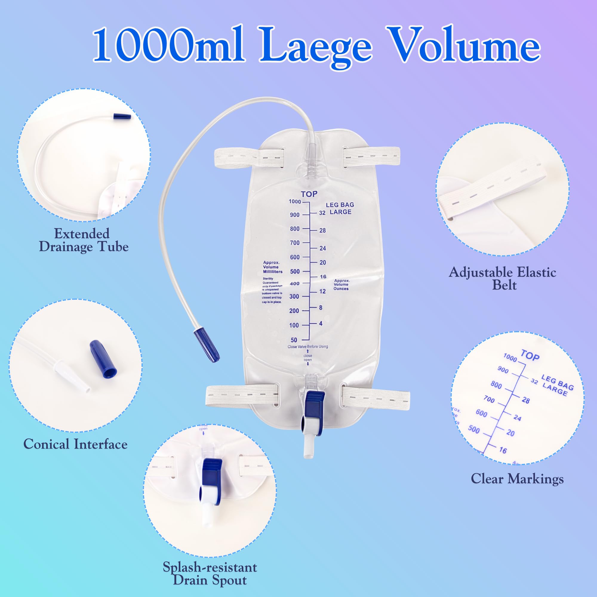 QFLQFL leg bag easy-flip drain allows quick, clean emptying.