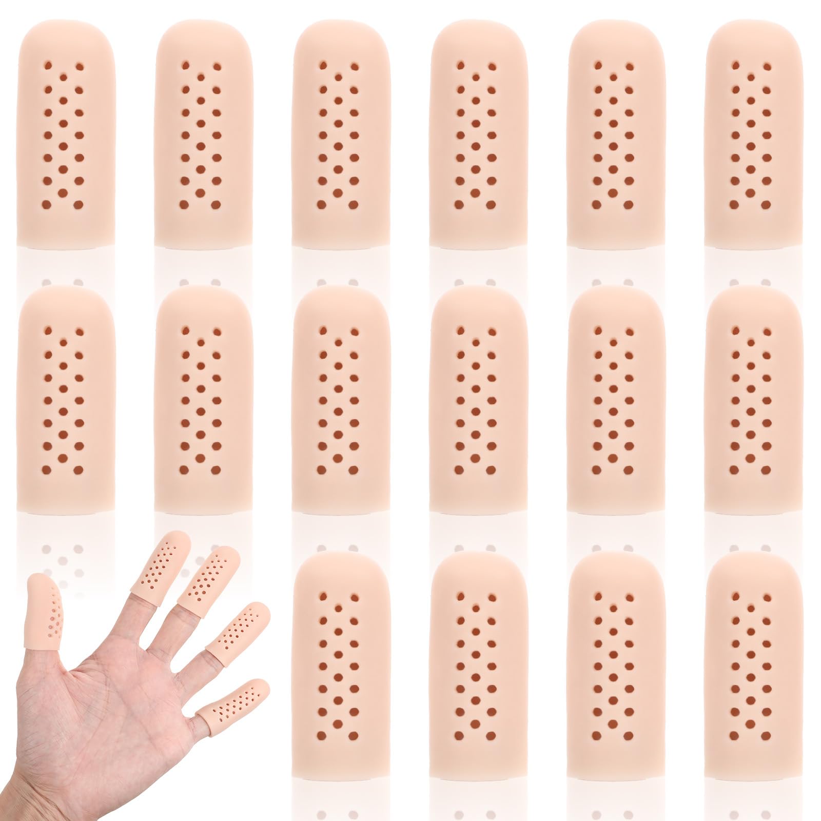 QfwdfcTrenz gel finger cots with air holes for breathable protection.