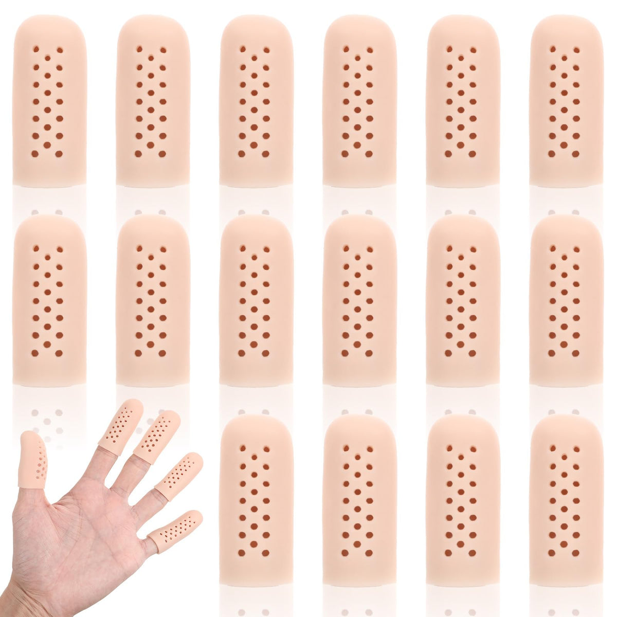 QfwdfcTrenz gel finger cots with air holes for breathable protection.