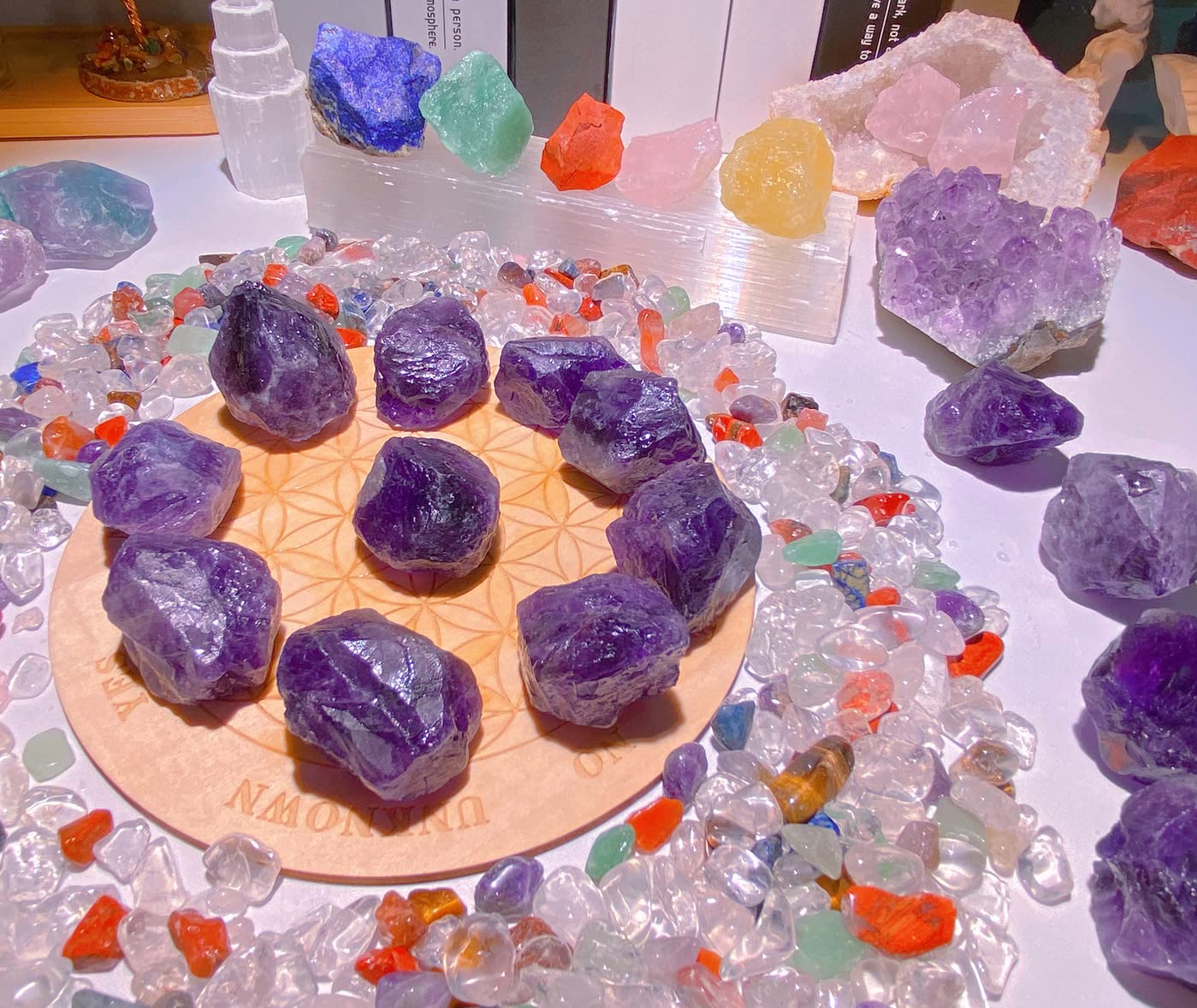 QINJIEJIE Amethyst Crystals decorative for fountains or vases adding color.