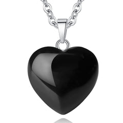 QINJIEJIE black obsidian heart pendant front view for daily wear