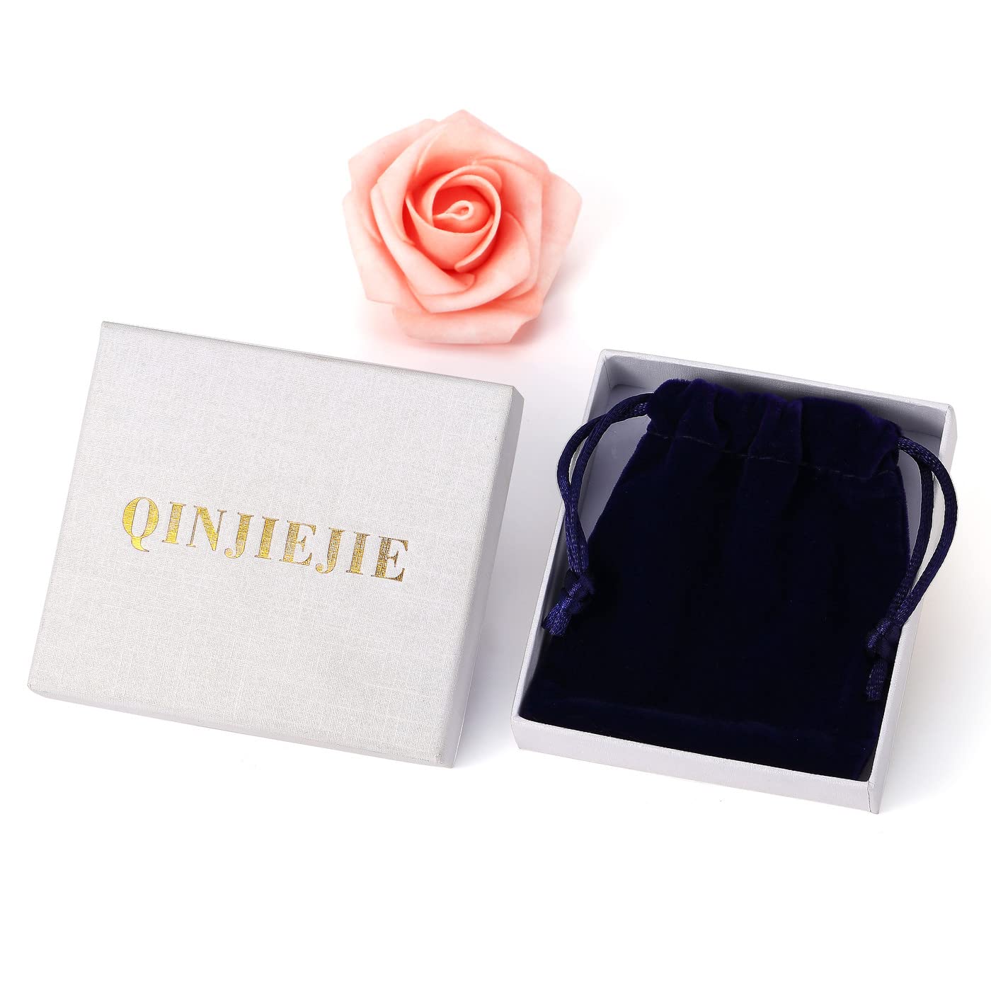 QINJIEJIE obsidian heart pendant packaging details with natural variation