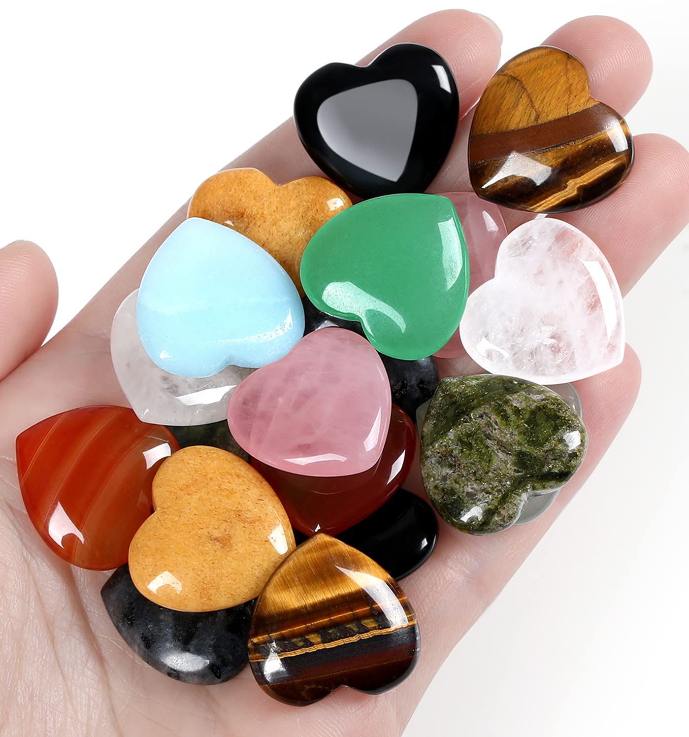 QINJIEJIE rose quartz heart palm stone for grounding meditation and calm focus