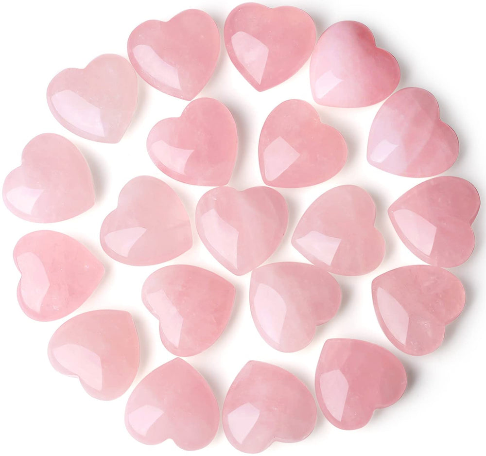 QINJIEJIE rose quartz heart pocket stone for meditation and energy balance.