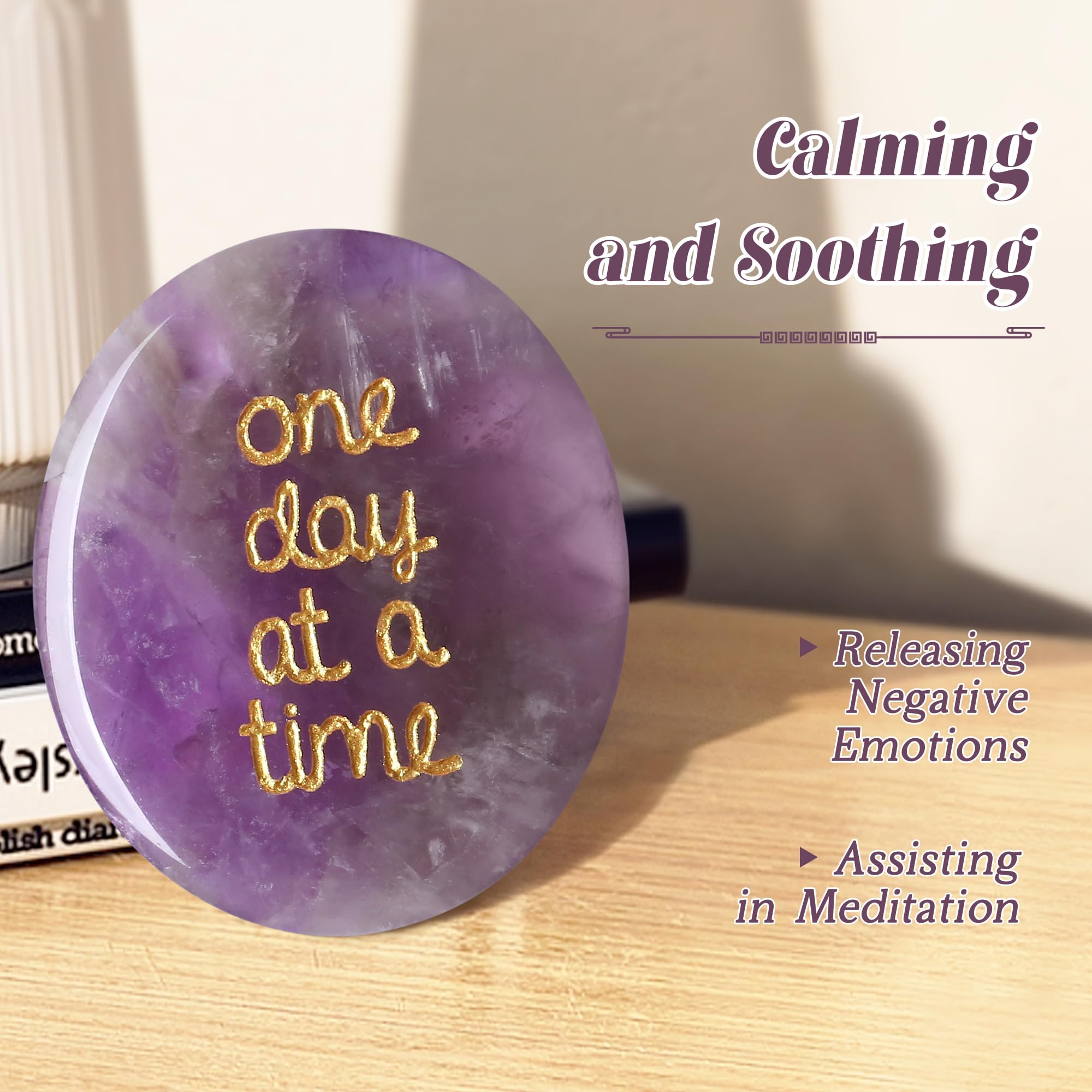 QINJIEJIE amethyst worry stone gift-ready for various occasions