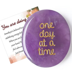 QINJIEJIE amethyst worry stone handheld for grounding and calm