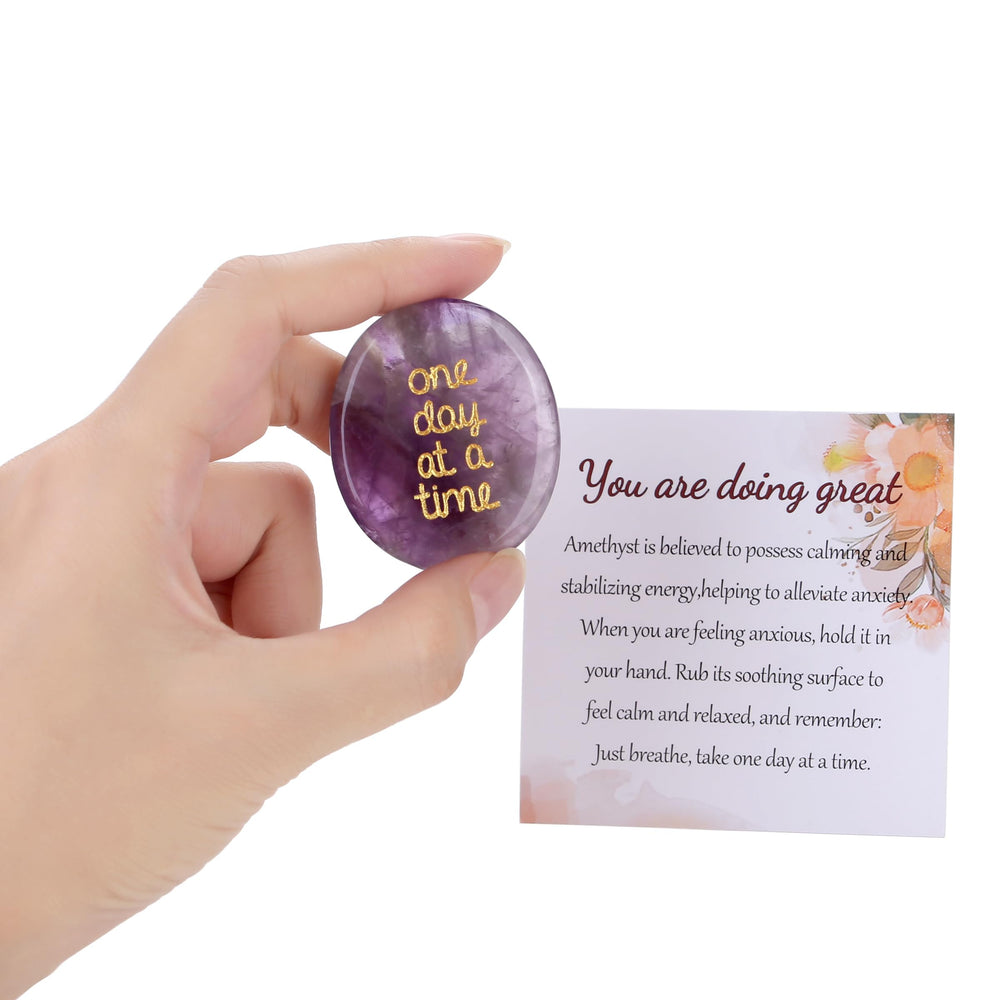 QINJIEJIE amethyst worry stone pocket-sized companion for on-the-go