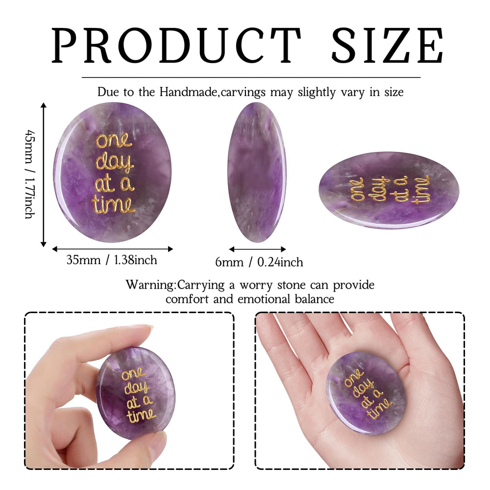 QINJIEJIE amethyst worry stone in velvet pouch with gift packaging