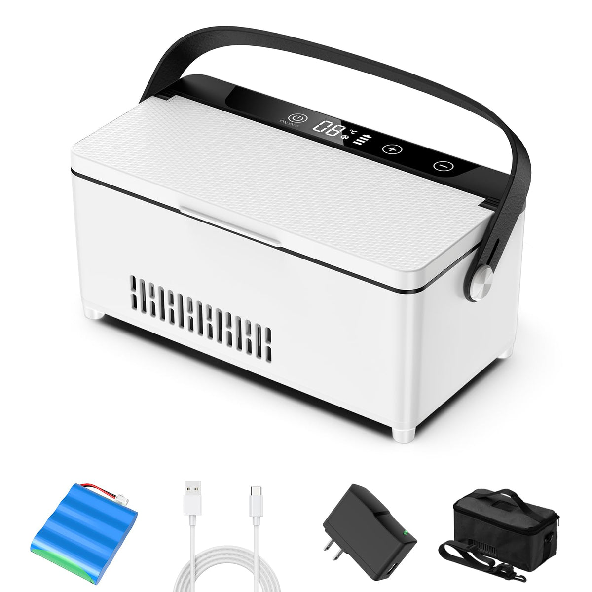 QIRDLP insulin travel cooler with LED display showing real-time temperature for quick checks.