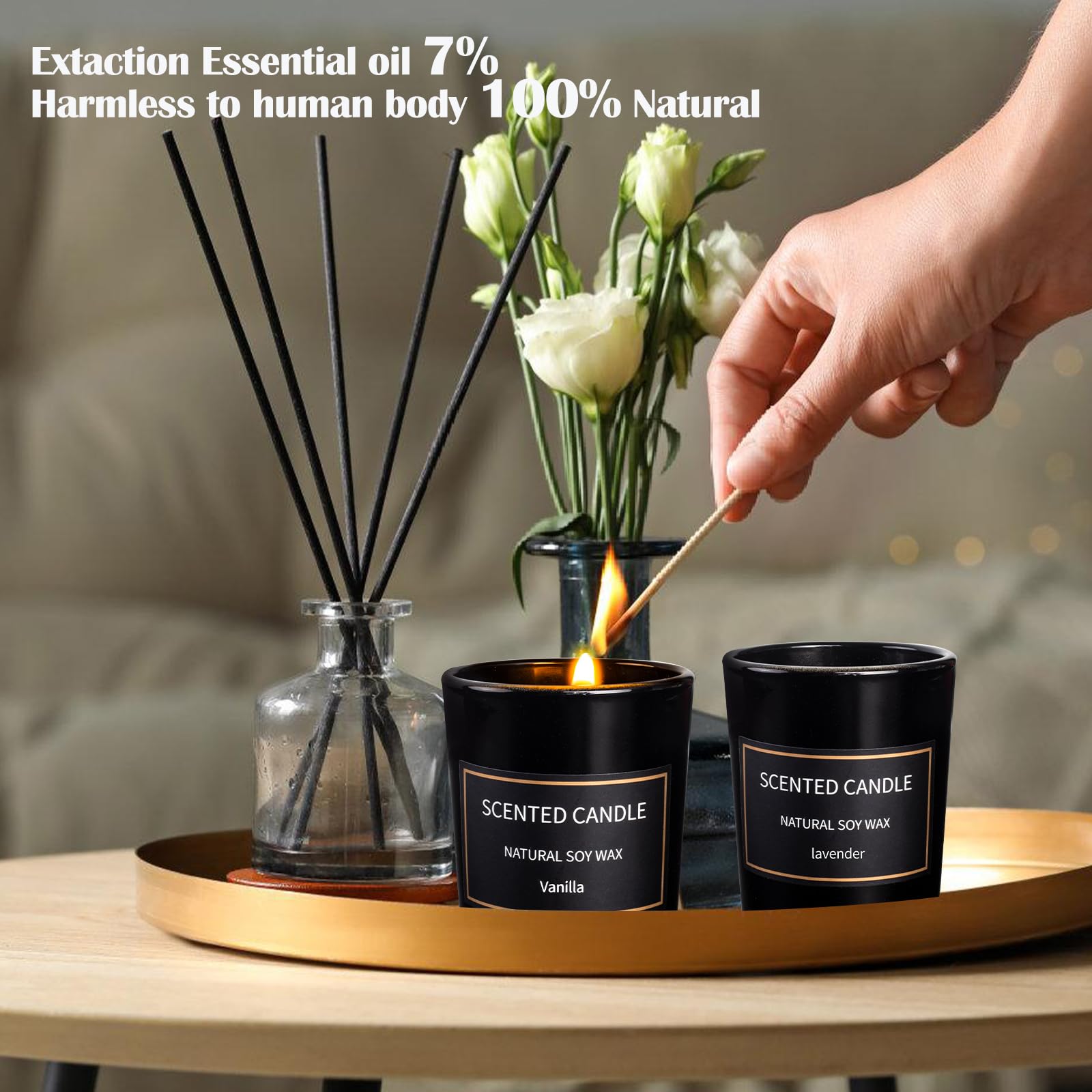 Qizeion lemon candle in a jar provides bright, clean scent
