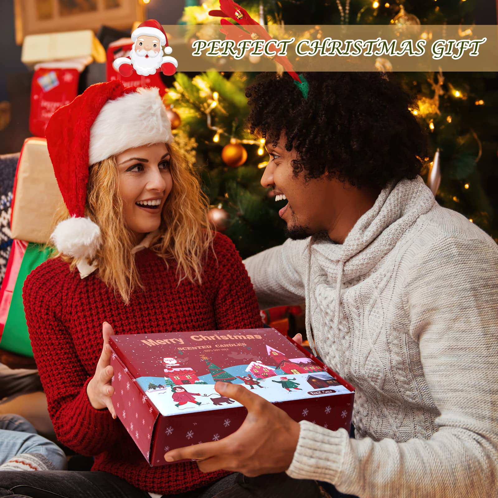 Qizeion Gift Box candle set ideal Christmas or holiday gift.