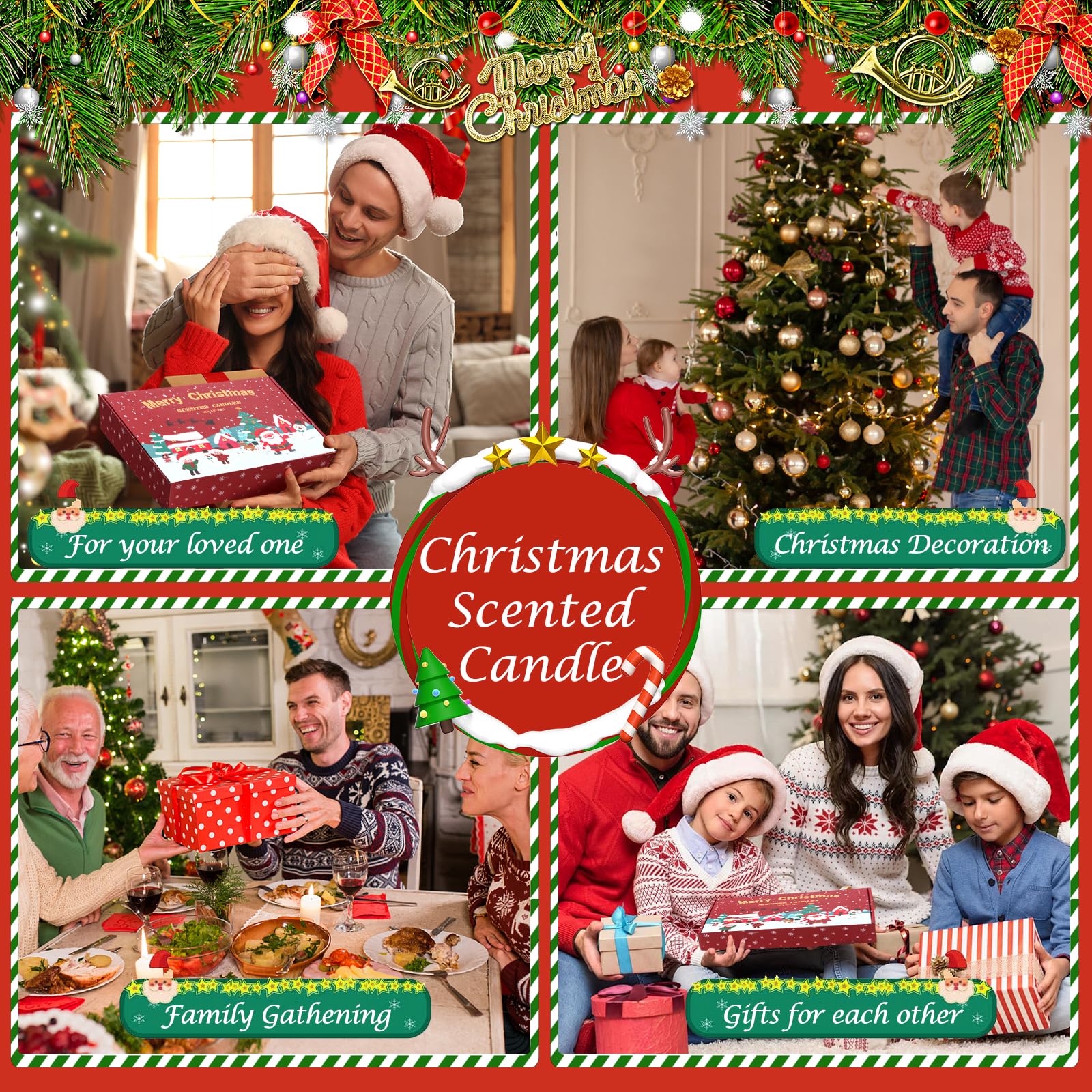 Qizeion gift-box with red Christmas design for easy gifting.