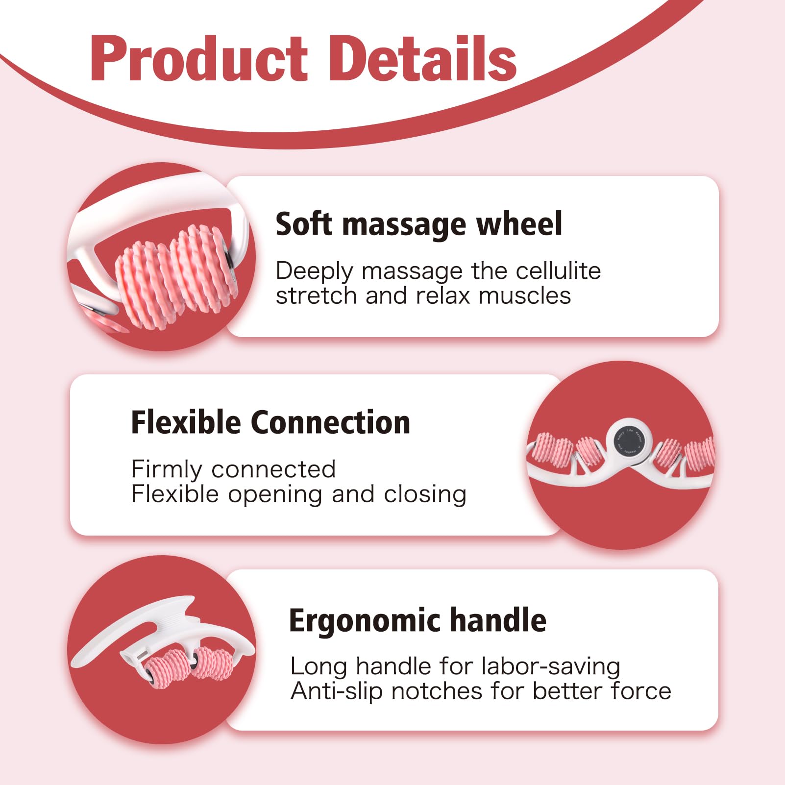Qkiky cellulite massage tool close-up of soft silicone rollers for comfortable relief